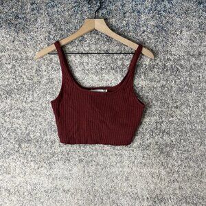Free People FP Beach Shirt Womens XS Burgundy Ribbed Crop Tank Top NWT C1299